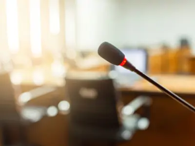 Microphone at empty podium